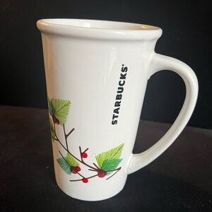 🎄21oz. Mug Starbucks Coffee Large White Ceramic Cup 2011 Holly Collection